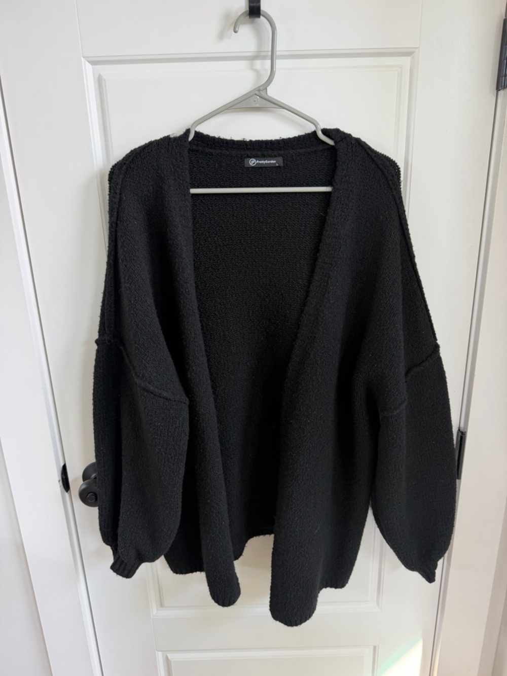 CozyOpen Black Bouclé Cardigan Sweater - from Amazon